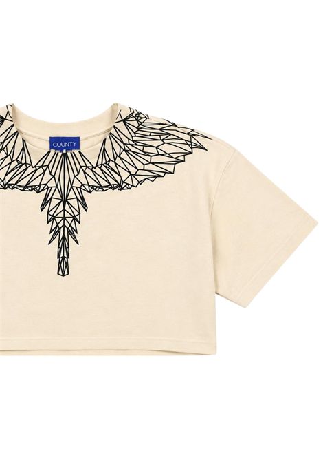 Cream cotton T-shirt for girls MARCELO BURLON | JGTH079PANNA